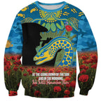 Personalised Parramatta Eels Rugby ANZAC Day Sweatshirt Last Post Poppy We Will Remember Them