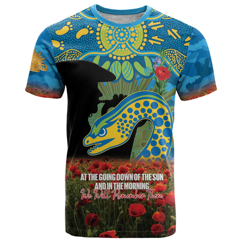 Personalised Parramatta Eels Rugby ANZAC Day T Shirt Last Post Poppy We Will Remember Them
