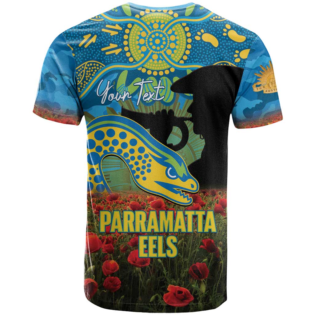 Personalised Parramatta Eels Rugby ANZAC Day T Shirt Last Post Poppy We Will Remember Them