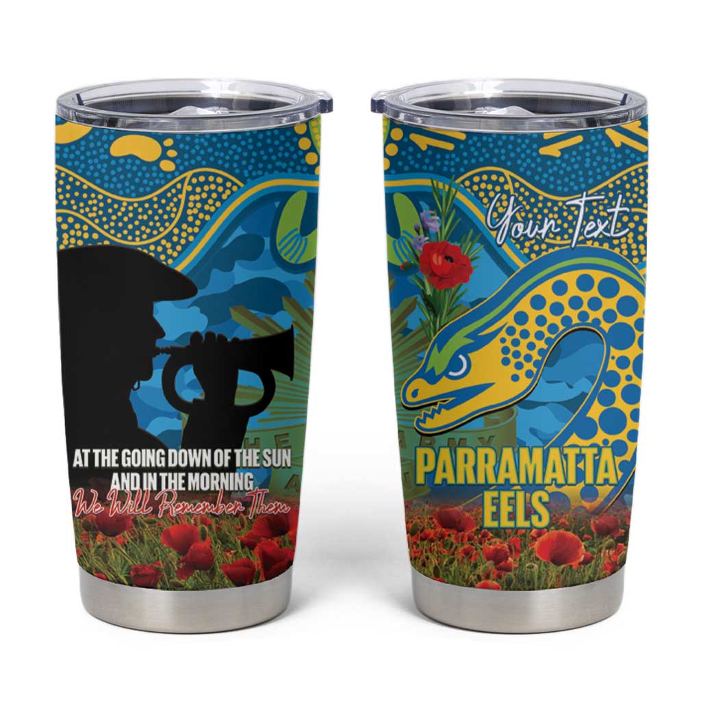 Personalised Parramatta Eels Rugby ANZAC Day Tumbler Cup Last Post Poppy We Will Remember Them