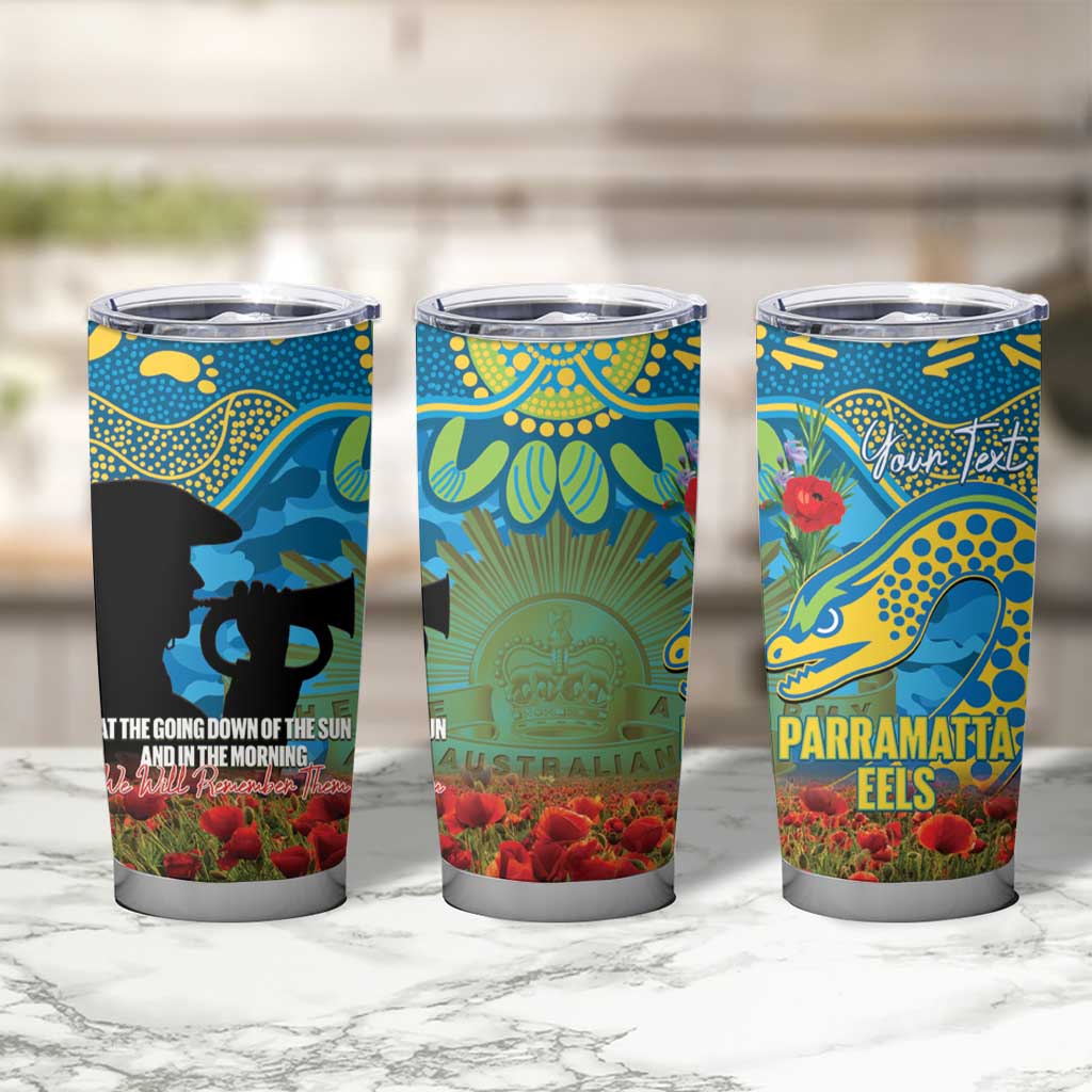 Personalised Parramatta Eels Rugby ANZAC Day Tumbler Cup Last Post Poppy We Will Remember Them