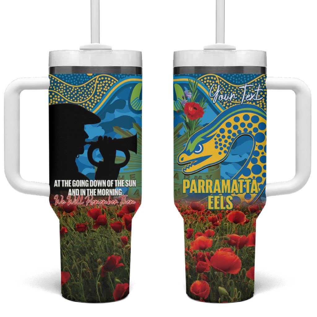 Personalised Parramatta Eels Rugby ANZAC Day Tumbler With Handle Last Post Poppy We Will Remember Them