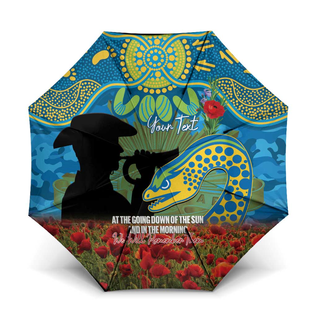 Personalised Parramatta Eels Rugby ANZAC Day Umbrella Last Post Poppy We Will Remember Them