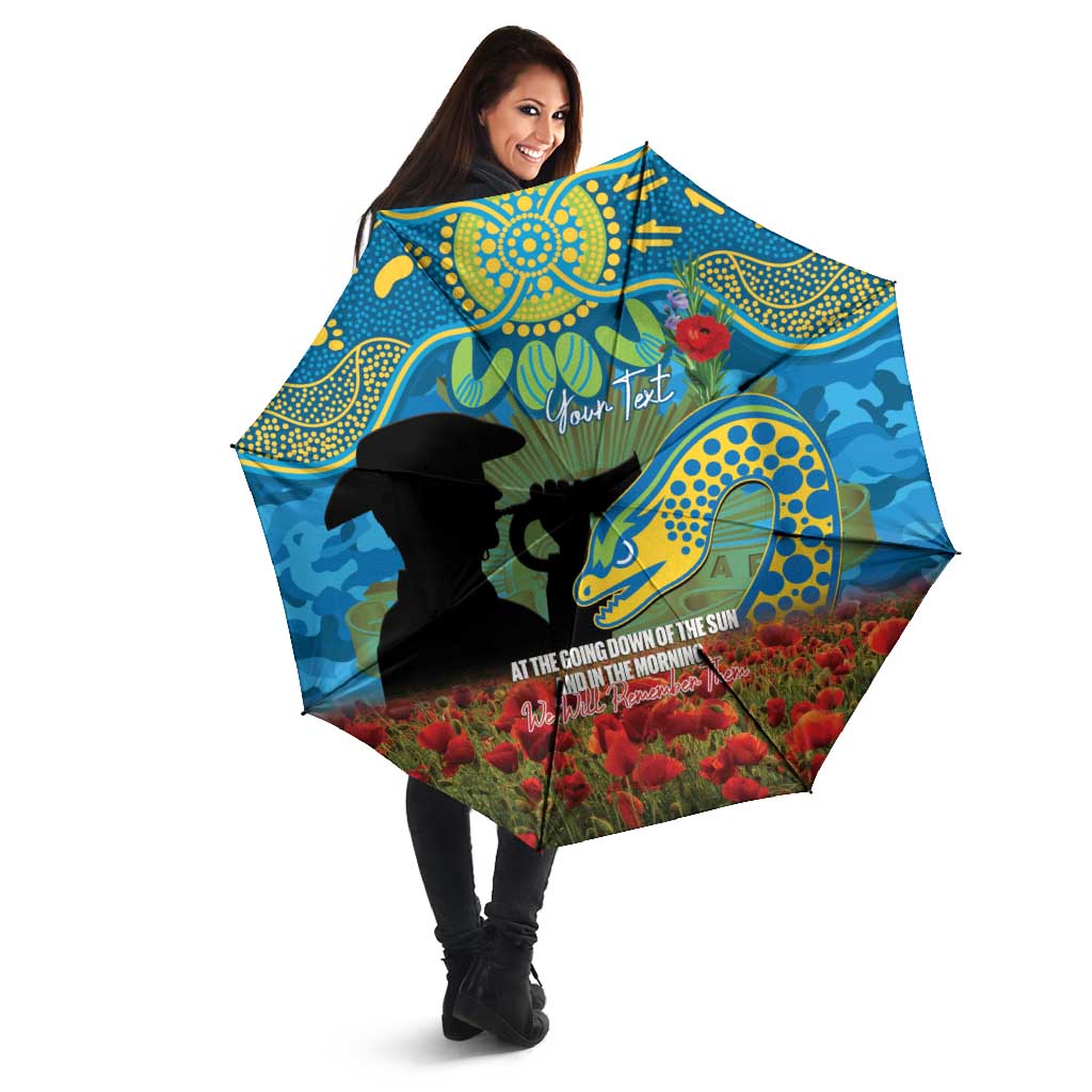 Personalised Parramatta Eels Rugby ANZAC Day Umbrella Last Post Poppy We Will Remember Them
