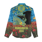 Personalised Parramatta Eels Rugby ANZAC Day Women Casual Shirt Last Post Poppy We Will Remember Them