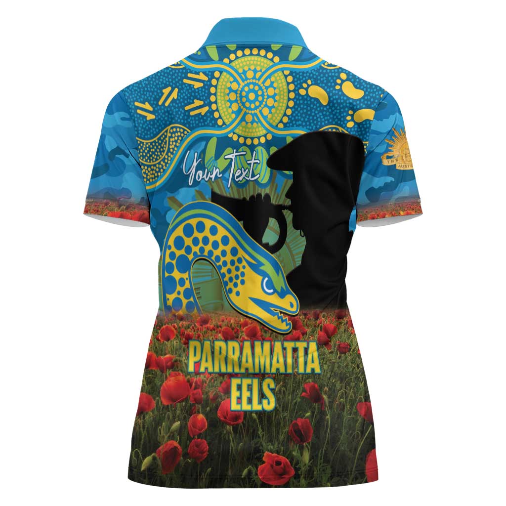 Personalised Parramatta Eels Rugby ANZAC Day Women Polo Shirt Last Post Poppy We Will Remember Them
