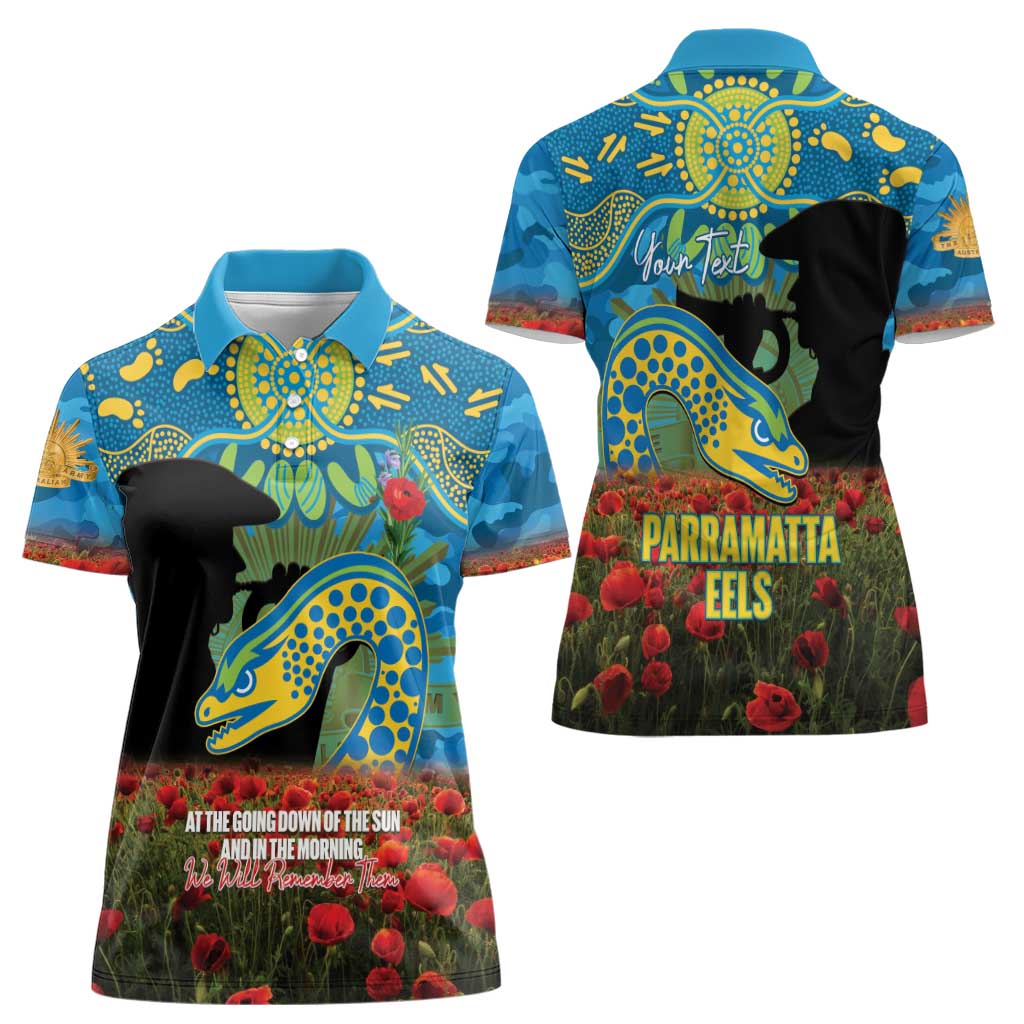 Personalised Parramatta Eels Rugby ANZAC Day Women Polo Shirt Last Post Poppy We Will Remember Them