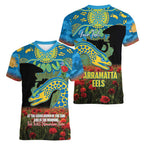 Personalised Parramatta Eels Rugby ANZAC Day Women V-Neck T-Shirt Last Post Poppy We Will Remember Them