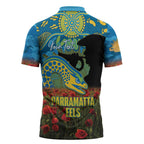 Personalised Parramatta Eels Rugby ANZAC Day Zipper Polo Shirt Last Post Poppy We Will Remember Them