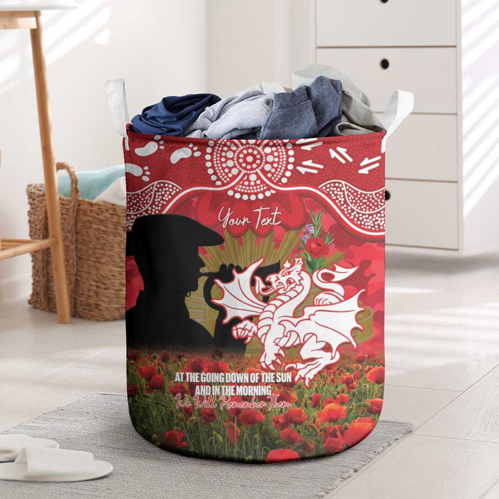 Personalised Dragons Rugby ANZAC Day Laundry Basket Last Post Poppy We Will Remember Them