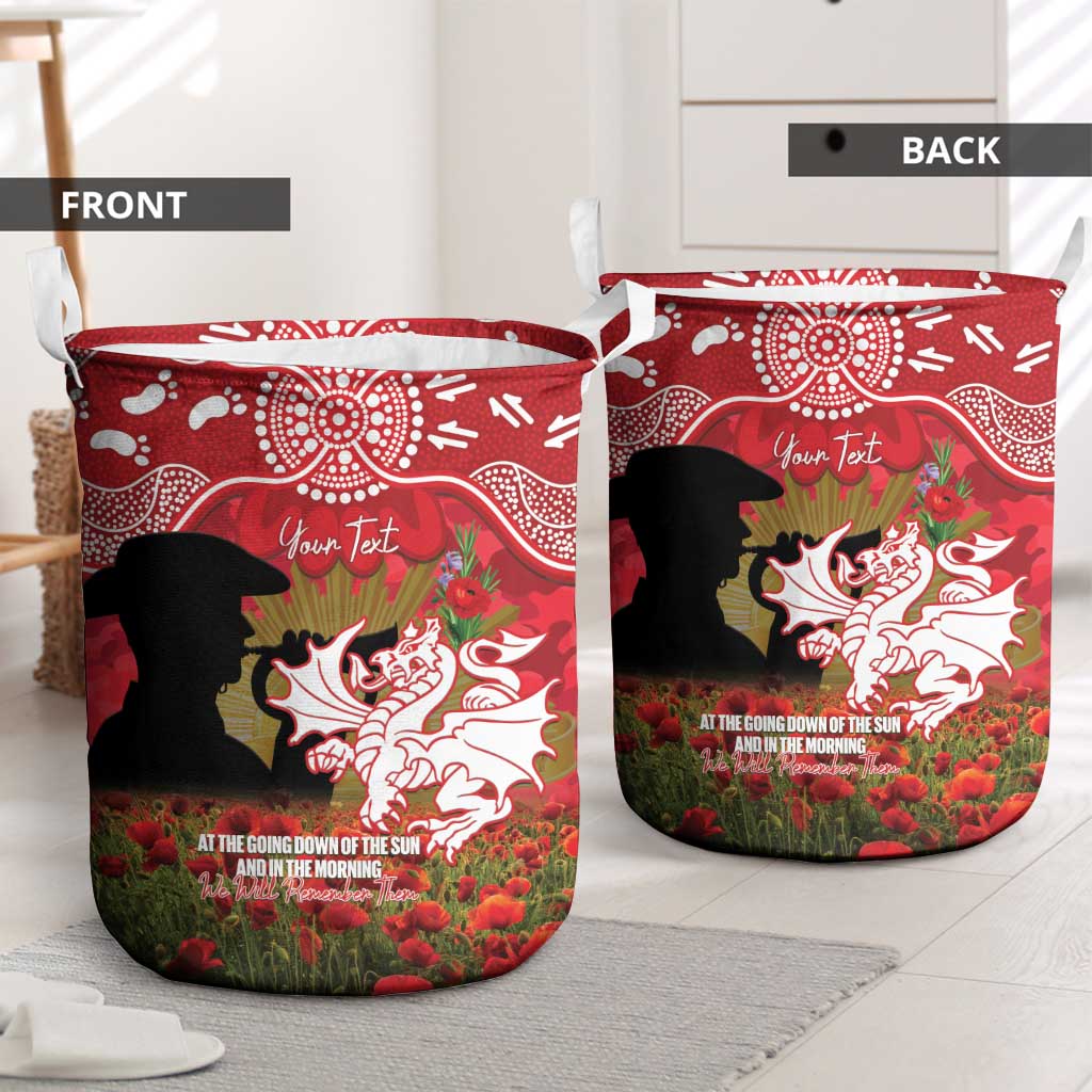 Personalised Dragons Rugby ANZAC Day Laundry Basket Last Post Poppy We Will Remember Them