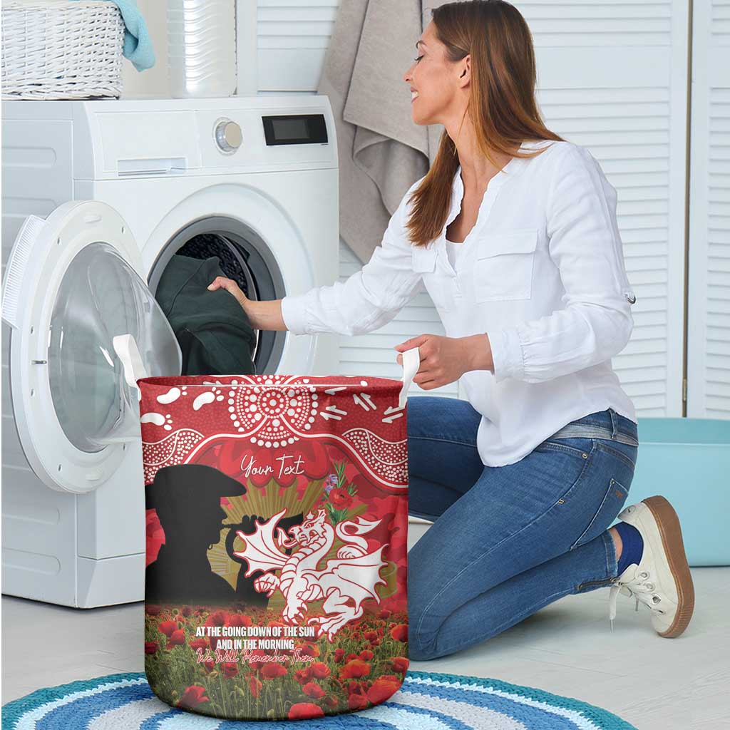 Personalised Dragons Rugby ANZAC Day Laundry Basket Last Post Poppy We Will Remember Them