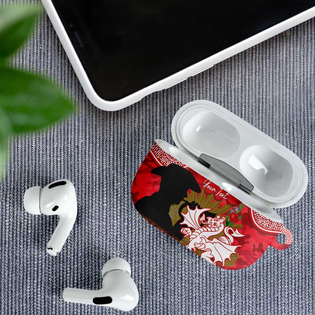 Personalised Dragons Rugby ANZAC Day AirPods Case Last Post Poppy We Will Remember Them