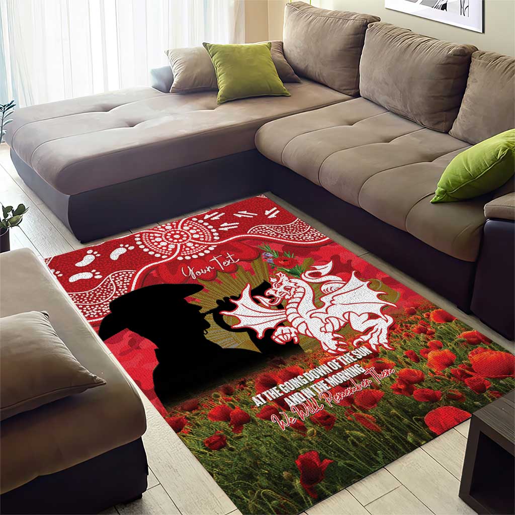 Personalised Dragons Rugby ANZAC Day Area Rug Last Post Poppy We Will Remember Them