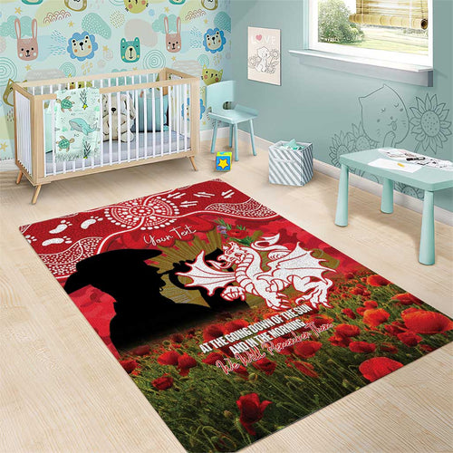 Personalised Dragons Rugby ANZAC Day Area Rug Last Post Poppy We Will Remember Them