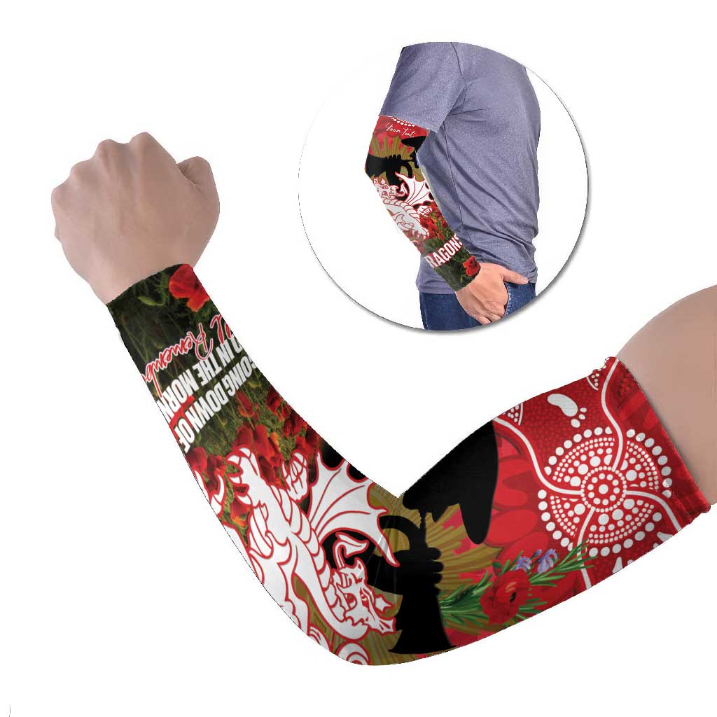 Personalised Dragons Rugby ANZAC Day Arm Sleeves Last Post Poppy We Will Remember Them