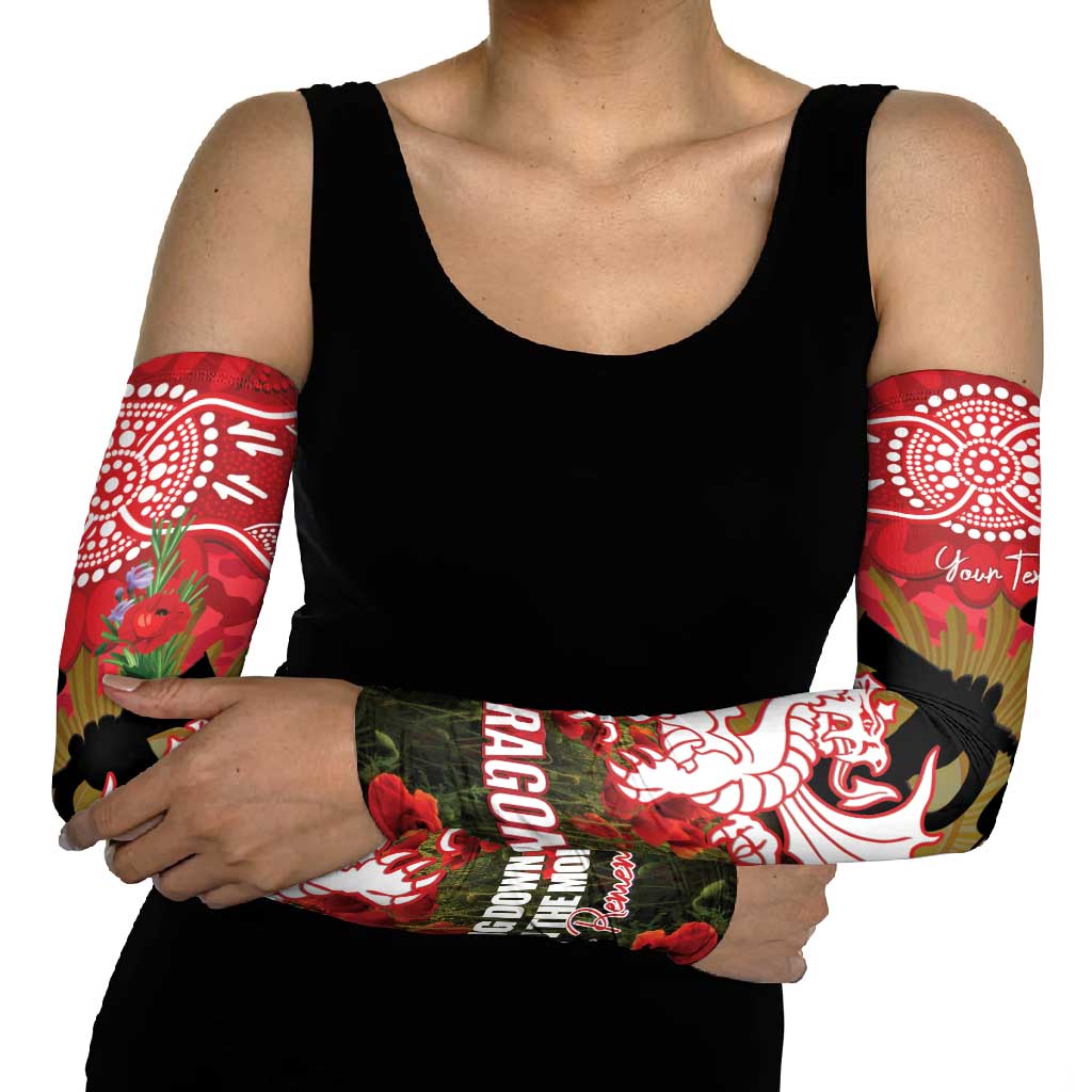 Personalised Dragons Rugby ANZAC Day Arm Sleeves Last Post Poppy We Will Remember Them