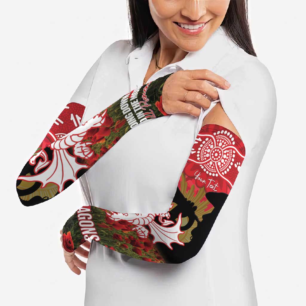 Personalised Dragons Rugby ANZAC Day Arm Sleeves Last Post Poppy We Will Remember Them