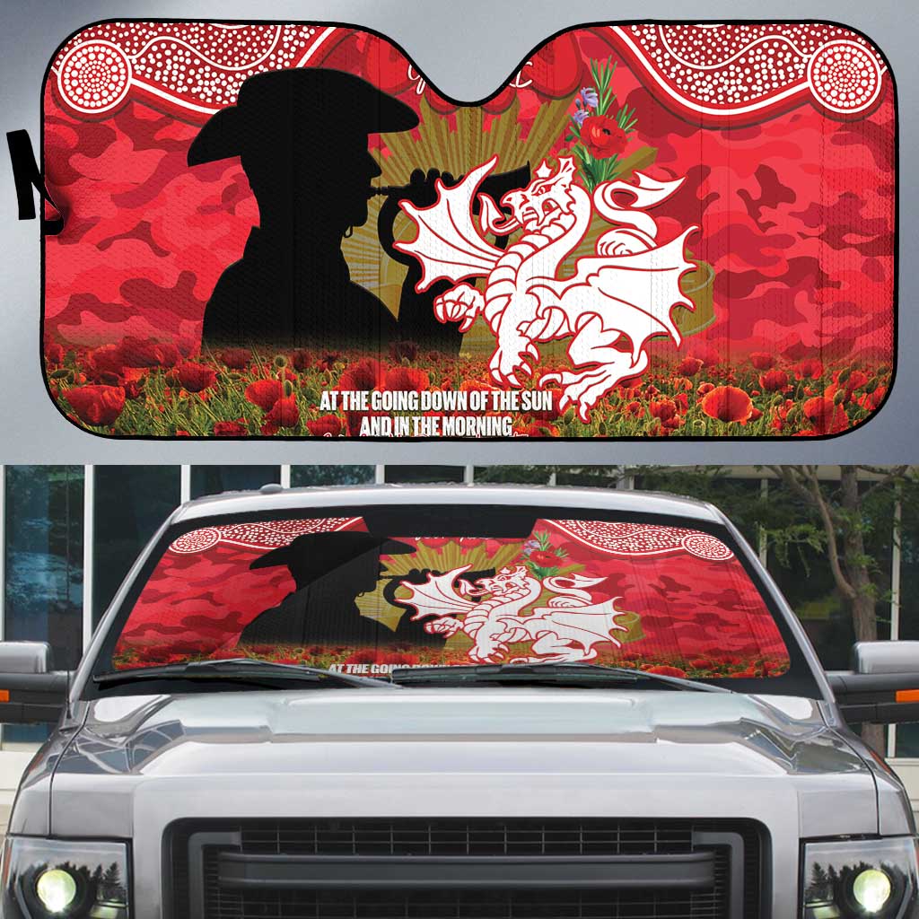 Personalised Dragons Rugby ANZAC Day Auto Sun Shade Last Post Poppy We Will Remember Them