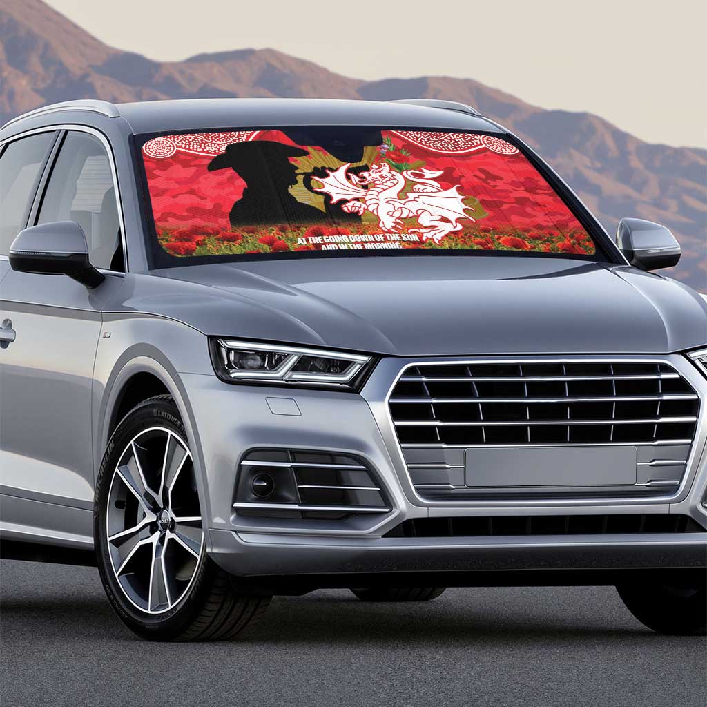 Personalised Dragons Rugby ANZAC Day Auto Sun Shade Last Post Poppy We Will Remember Them