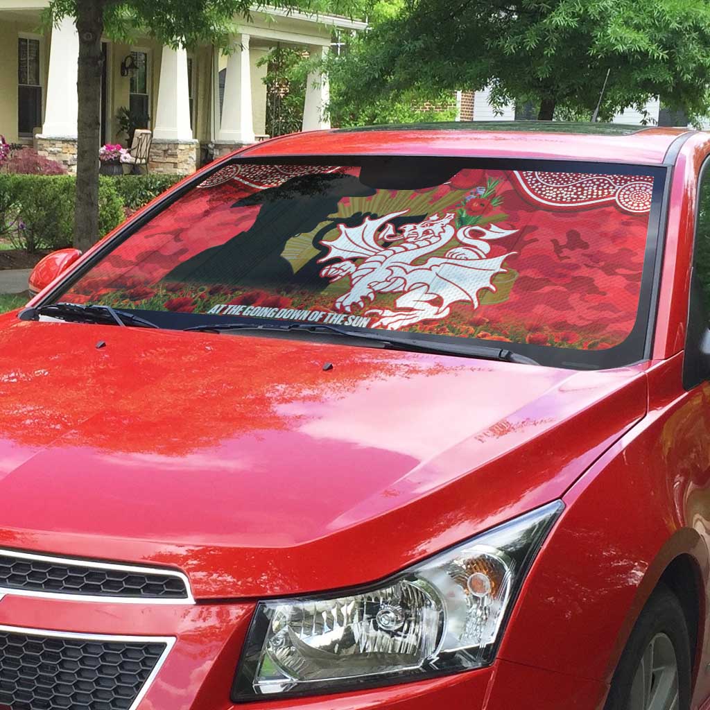 Personalised Dragons Rugby ANZAC Day Auto Sun Shade Last Post Poppy We Will Remember Them
