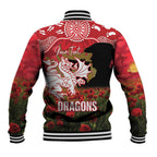 Personalised Dragons Rugby ANZAC Day Baseball Jacket Last Post Poppy We Will Remember Them