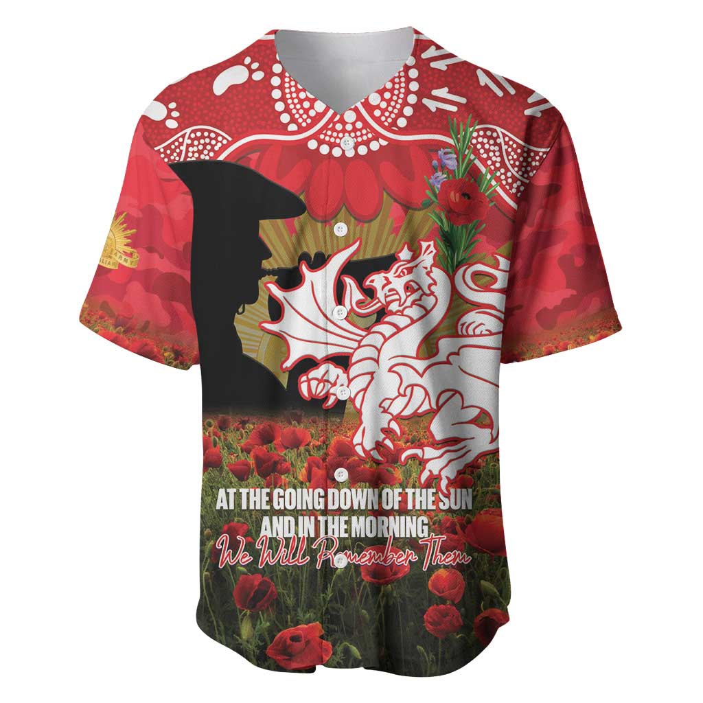 Personalised Dragons Rugby ANZAC Day Baseball Jersey Last Post Poppy We Will Remember Them