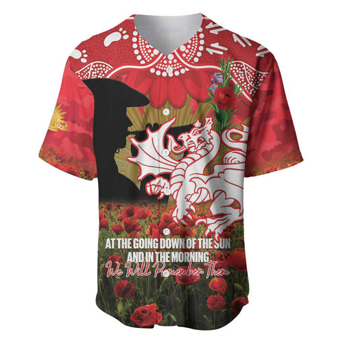 Personalised Dragons Rugby ANZAC Day Baseball Jersey Last Post Poppy We Will Remember Them