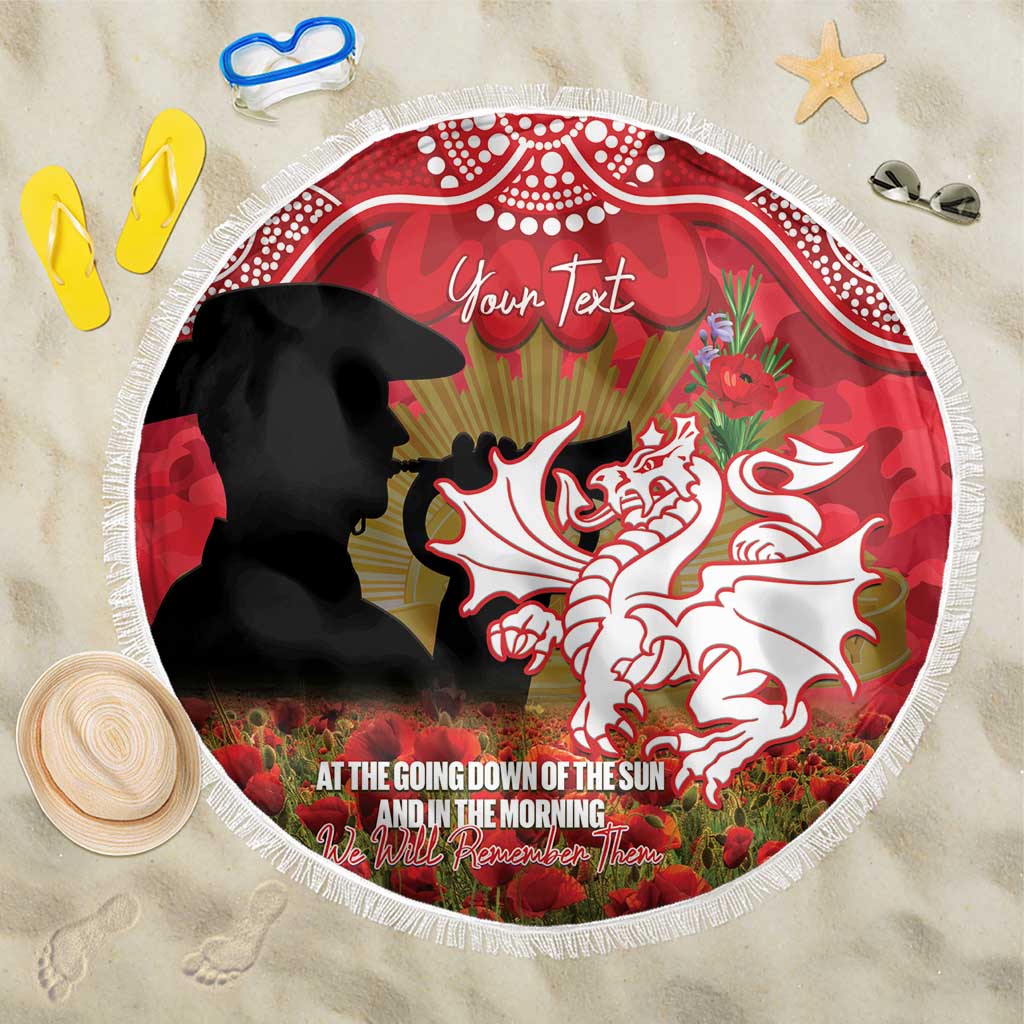 Personalised Dragons Rugby ANZAC Day Beach Blanket Last Post Poppy We Will Remember Them