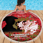 Personalised Dragons Rugby ANZAC Day Beach Blanket Last Post Poppy We Will Remember Them