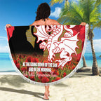 Personalised Dragons Rugby ANZAC Day Beach Blanket Last Post Poppy We Will Remember Them