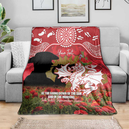 Personalised Dragons Rugby ANZAC Day Blanket Last Post Poppy We Will Remember Them