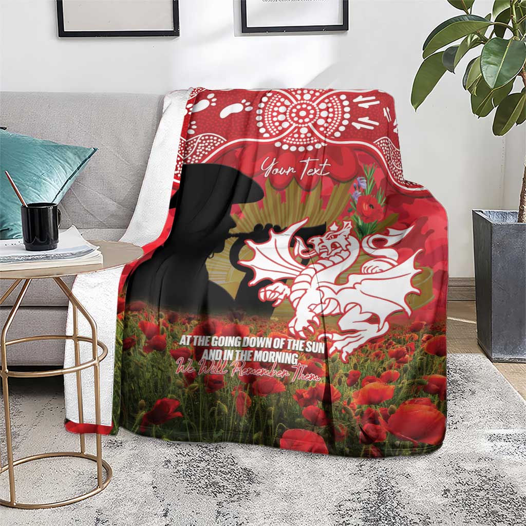 Personalised Dragons Rugby ANZAC Day Blanket Last Post Poppy We Will Remember Them