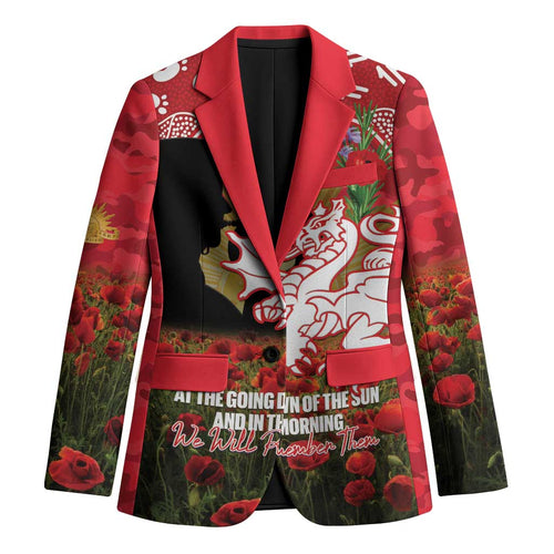Personalised Dragons Rugby ANZAC Day Blazer Last Post Poppy We Will Remember Them
