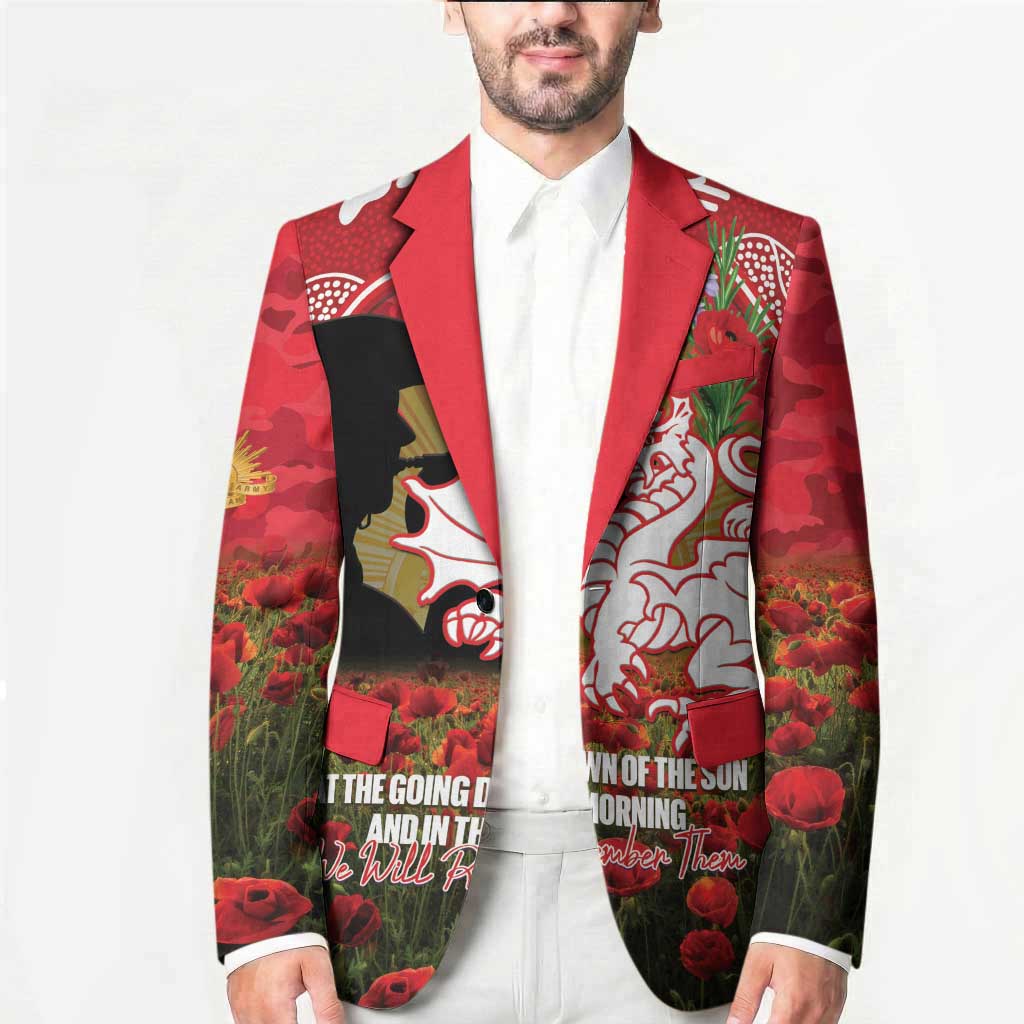 Personalised Dragons Rugby ANZAC Day Blazer Last Post Poppy We Will Remember Them