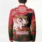 Personalised Dragons Rugby ANZAC Day Blazer Last Post Poppy We Will Remember Them