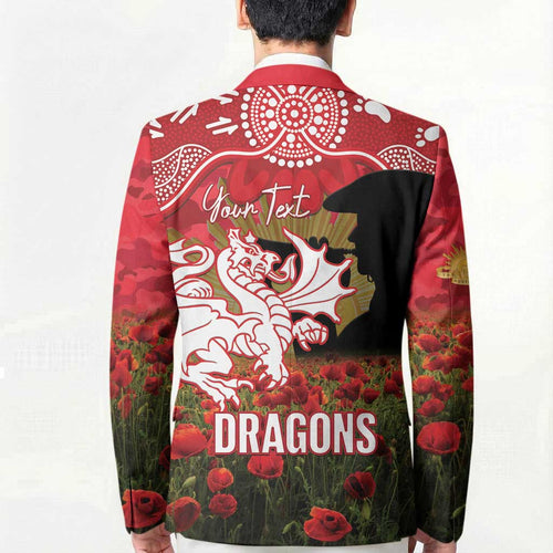 Personalised Dragons Rugby ANZAC Day Blazer Last Post Poppy We Will Remember Them