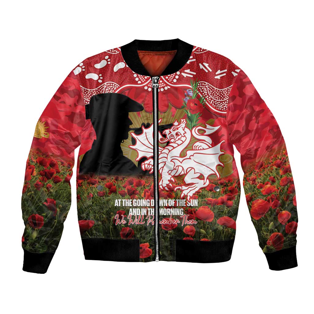 Personalised Dragons Rugby ANZAC Day Bomber Jacket Last Post Poppy We Will Remember Them