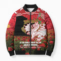 Personalised Dragons Rugby ANZAC Day Bomber Puffer Jacket Last Post Poppy We Will Remember Them