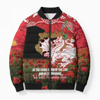 Personalised Dragons Rugby ANZAC Day Bomber Puffer Jacket Last Post Poppy We Will Remember Them