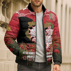 Personalised Dragons Rugby ANZAC Day Bomber Puffer Jacket Last Post Poppy We Will Remember Them