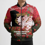 Personalised Dragons Rugby ANZAC Day Bomber Puffer Jacket Last Post Poppy We Will Remember Them