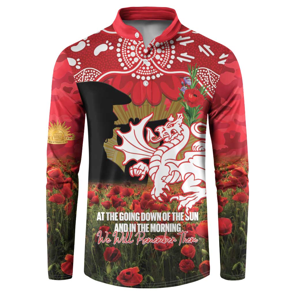 Personalised Dragons Rugby ANZAC Day Button Sweatshirt Last Post Poppy We Will Remember Them