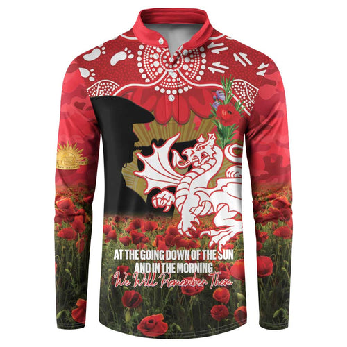 Personalised Dragons Rugby ANZAC Day Button Sweatshirt Last Post Poppy We Will Remember Them
