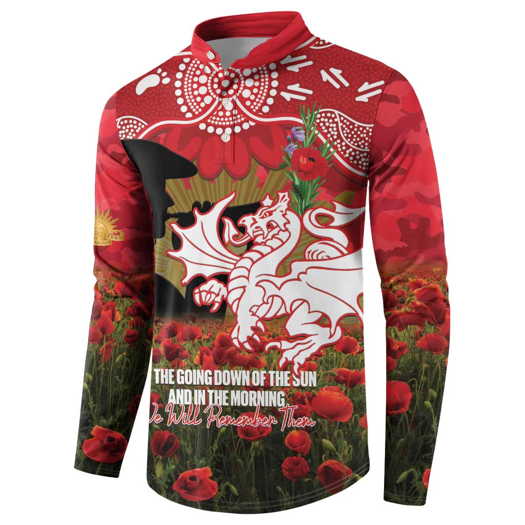Personalised Dragons Rugby ANZAC Day Button Sweatshirt Last Post Poppy We Will Remember Them