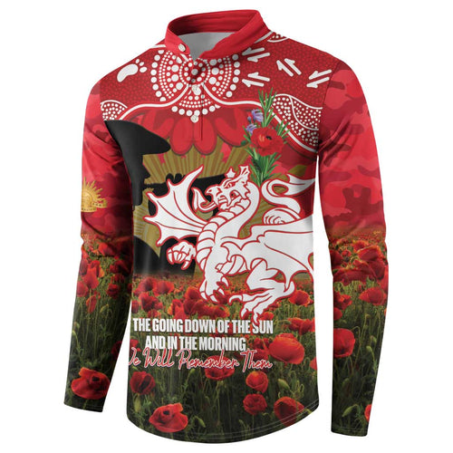 Personalised Dragons Rugby ANZAC Day Button Sweatshirt Last Post Poppy We Will Remember Them