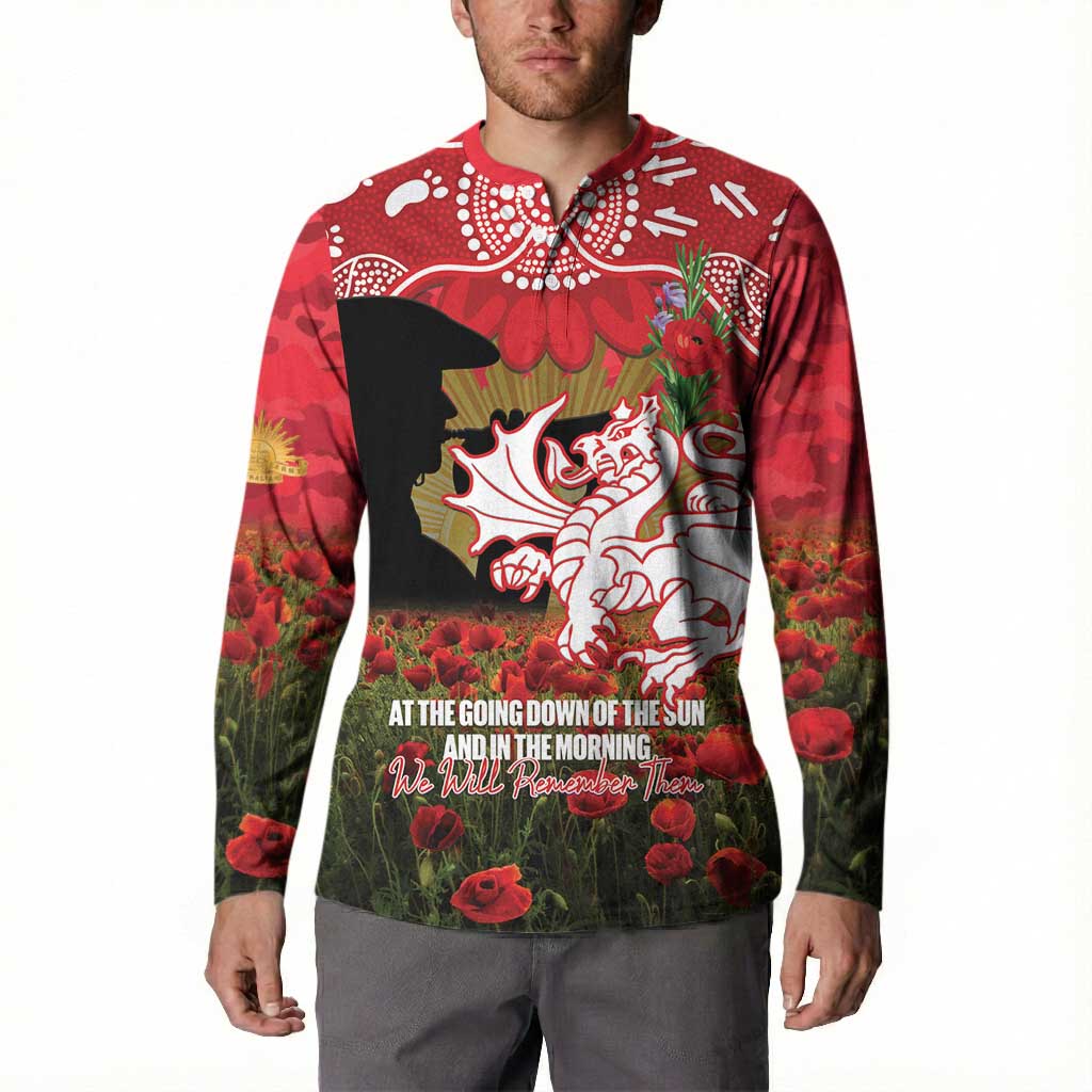 Personalised Dragons Rugby ANZAC Day Button Sweatshirt Last Post Poppy We Will Remember Them