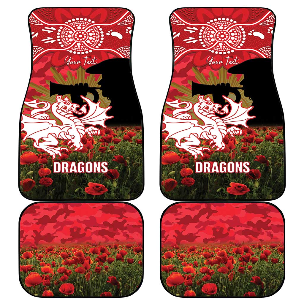 Personalised Dragons Rugby ANZAC Day Car Mats Last Post Poppy We Will Remember Them