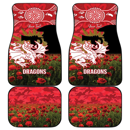Personalised Dragons Rugby ANZAC Day Car Mats Last Post Poppy We Will Remember Them
