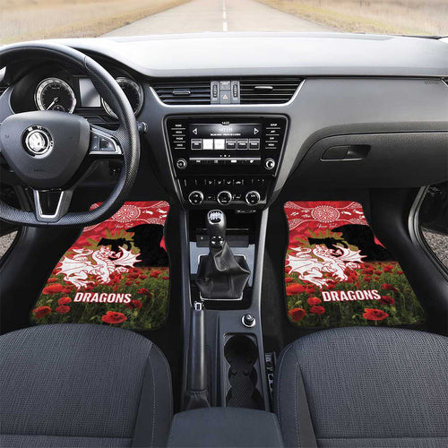 Personalised Dragons Rugby ANZAC Day Car Mats Last Post Poppy We Will Remember Them